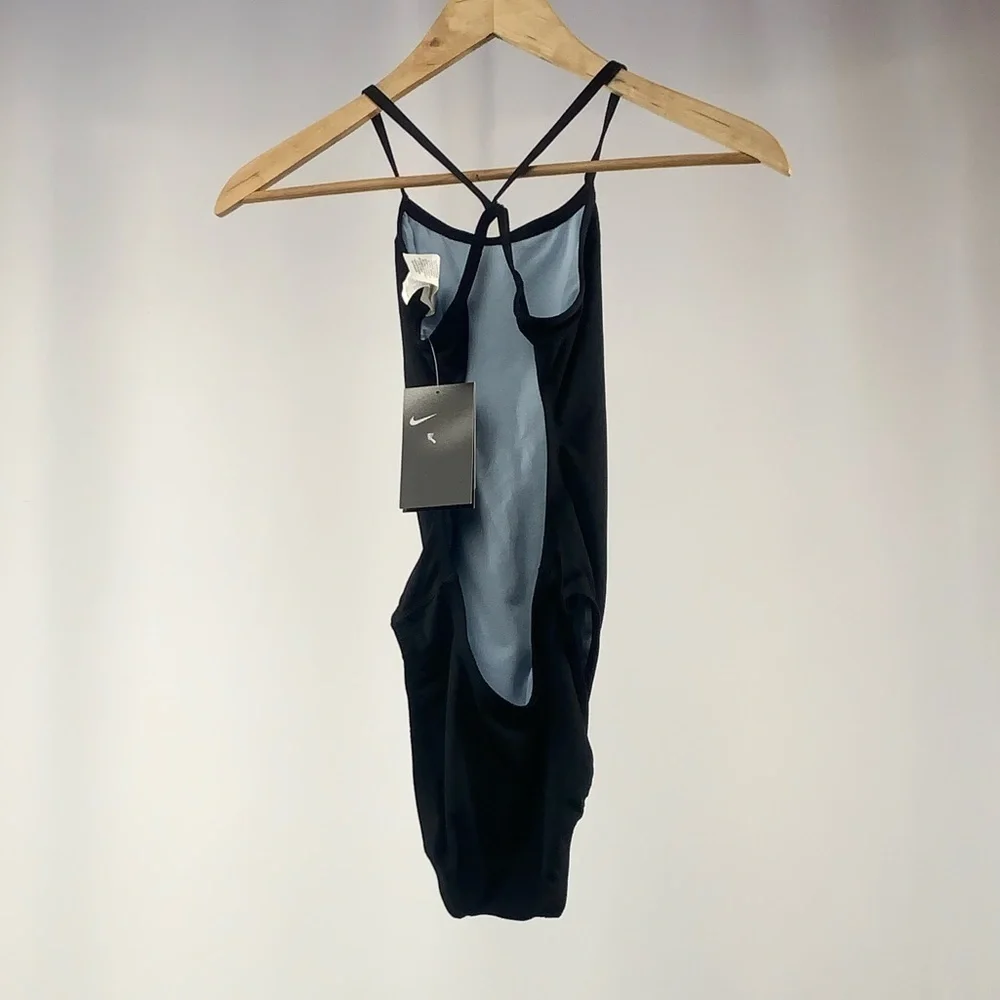 NWT Nike Poly Core Performance Cutout One-Piece Swimsuit in Black Size Girls 10‎